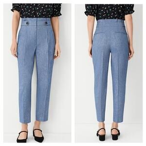 Ann Taylor Chambray Linen Blend  Paperbag Ankle Pant size 6